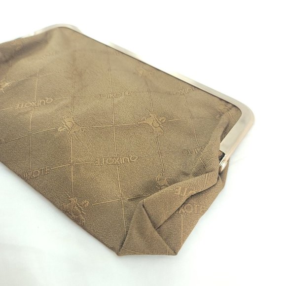 Quixote Womens Tan Logo Print Rectangle Shape Lightweight Classic Clutch Wallet - Picture 4 of 11
